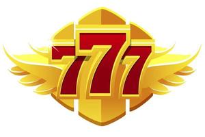 777 slots symbol, jackpot sign, gold gambling emblem for ui games. vector