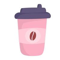 cute cup of coffee in cartoon style, pastel colors and shades, paper cup with hot coffee vector