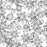 Abstract seamless pattern. Black and white background. vector