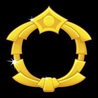 premio de marco de juego dorado, plantilla redonda de avatar en blanco para la interfaz de usuario del juego. vector