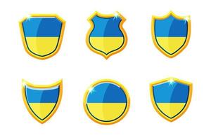Set Shield with flag of Ukraine, vector isolated icons