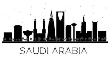 Saudi Arabia skyline black and white silhouette. vector