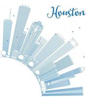 Outline Houston Skyline with Blue Buildings. vector