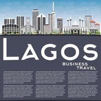 Lagos Skyline with Gray Buildings, Blue Sky and Copy Space. vector