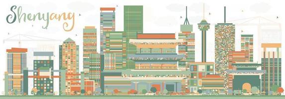 Abstract Shenyang Skyline with Color Buildings. vector