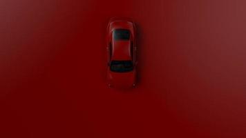 rojo automático. Ilustración 3d de fragmentos de vehículos sobre un fondo uniforme rojo. foto
