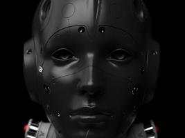 robot woman. close-up portrait. abstraction on the topic of technology and games. 3d illustration photo