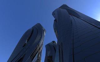 modern high-rise buildings against the sky. 3d illustration on the theme of business success and technology photo