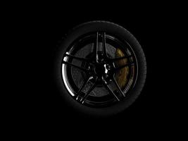 auto wheel with chrome disks close-up on a dark background. 3d render photo