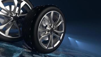 Winter tires on ice. car safety and driving concept photo