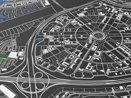 top view of the big city. illustration in casual graphic design. fragment of dubai 3d render photo