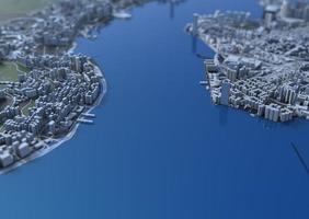 big city top view. illustration in casual graphic design. fragment hong kong 3d render photo