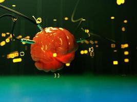 inteligencia artificial. imagen de cerebro de color dorado foto