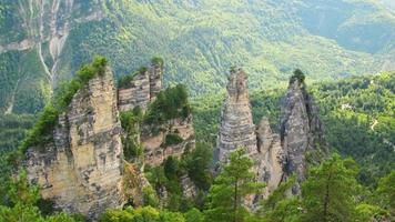 Penning view Sairme pillars in Georgia. Famous travel destination in caucasus video