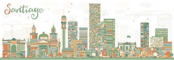 Abstract Santiago Chile Skyline with Color Buildings. vector