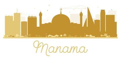 Manama City skyline golden silhouette. vector