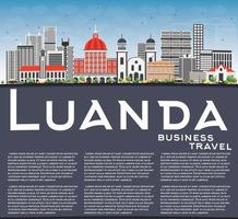 Luanda Skyline with Gray Buildings, Blue Sky and Copy Space. vector