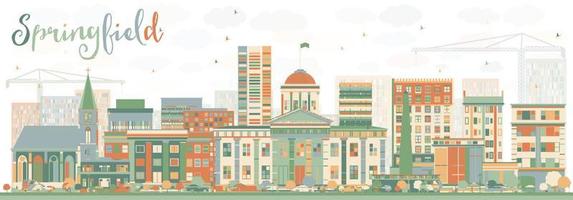 Abstract Springfield Skyline with Color Buildings. vector