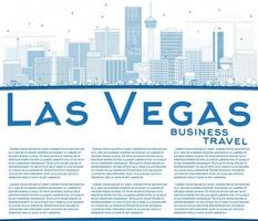 Outline Las Vegas Skyline with Blue Buildings and Copy Space. vector