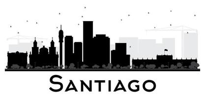 Santiago City skyline black and white silhouette. vector