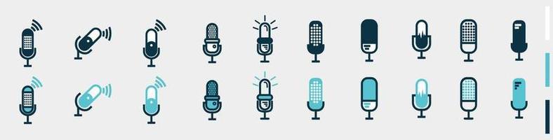 conjunto de micrófono con señal para aplicación de transmisión o podcast aislado en blanco