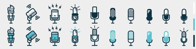 microphone set with lightning and connection sign for broadcast or podcast isolated on white vector