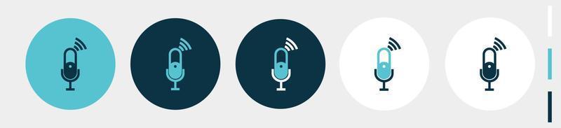 microphone with signal. podcast icons for broadcast. isolated on white vector