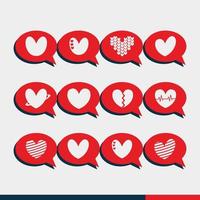 love emoji set in red bubble speech - cute love emoticon set in red bubble speech isolated on white vector