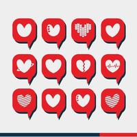 love emoji set in red square bubble speech - cute love emoticon set in red square bubble speech isolated on white vector