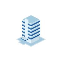 long pillar business tower building - tower, apartment, urban constructions, city scape - 3d isometric building isolated on white vector