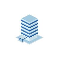business tower building - tower, apartment, urban constructions, city scape - 3d isometric building isolated on white vector