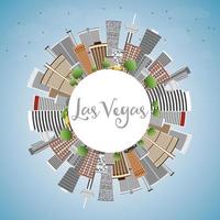 el horizonte de las vegas con edificios grises, cielo azul y espacio para copiar. vector