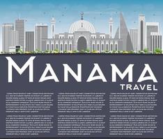 Manama Skyline with Gray Buildings and Copy Space. vector