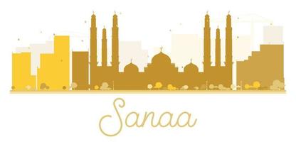 Sanaa City skyline golden silhouette. vector