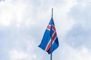 Icelandic flag waving in the wind photo