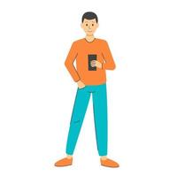 Man with phone isolated vector