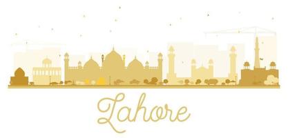 silueta dorada del horizonte de la ciudad de lahore. vector