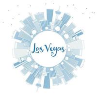 esbozar el horizonte de las vegas con edificios azules y espacio de copia. vector