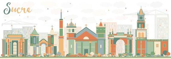 Abstract Sucre Skyline with Color Buildings. vector