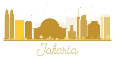 Jakarta City skyline golden silhouette. vector