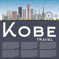 horizonte de kobe con edificios grises, cielo azul y espacio para copiar. vector