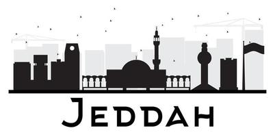 Jeddah City skyline black and white silhouette. vector