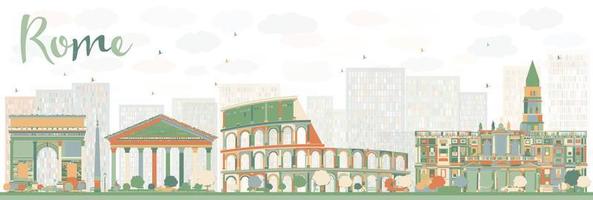 Abstract Rome Skyline with Color Landmarks. vector