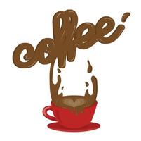 cute coffee cup splashing with text vector