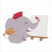 Cartoon  elephant painting with brush design vector