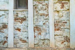 Gray orange bricks wall pattern photo