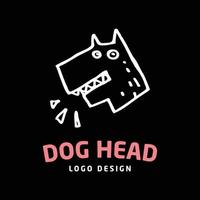 dog head hand drawn vector illustration for tattoo and logo design