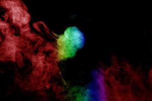 Abstract smoke isolated on black background,Rainbow powder photo