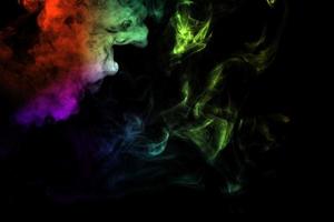 Abstract smoke isolated on black background,Rainbow powder photo