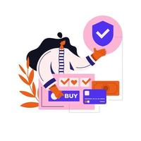 Online mobile payment and banking service. Concept of payment approved, payment done. Vector illustration in flat design for web banner and mobile app